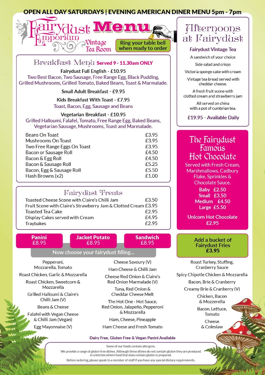 Menu The Fairydust Emporium Silloth-1
